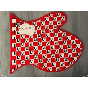 Vintage Hallmark Rooster Paper Place Mats Red White Checkered Set of 10 USA Made